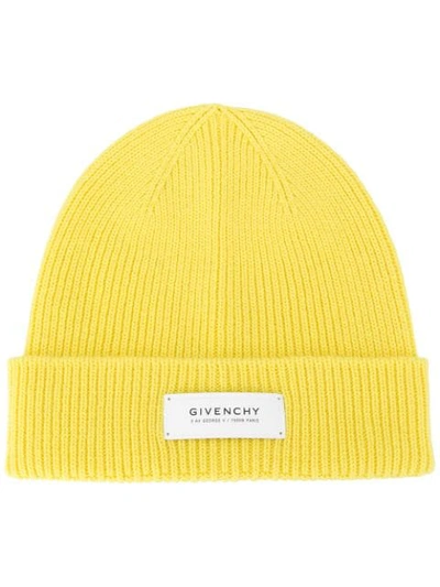 Shop Givenchy Logo-patch Beanie In Yellow