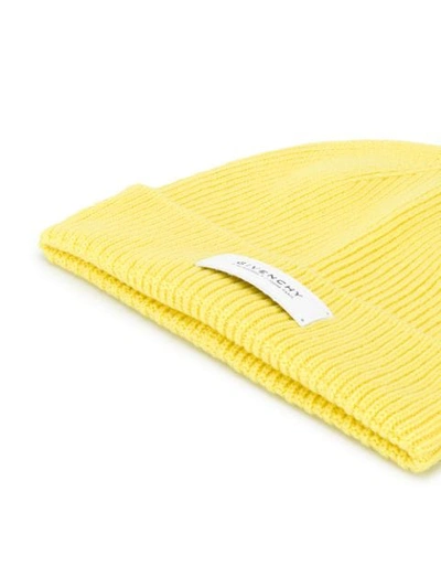 Shop Givenchy Logo-patch Beanie In Yellow