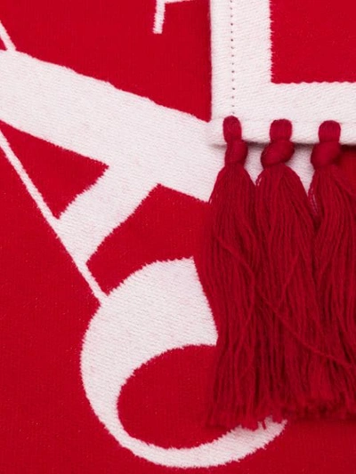 Shop Palm Angels Logo Knitted Scarf In Red