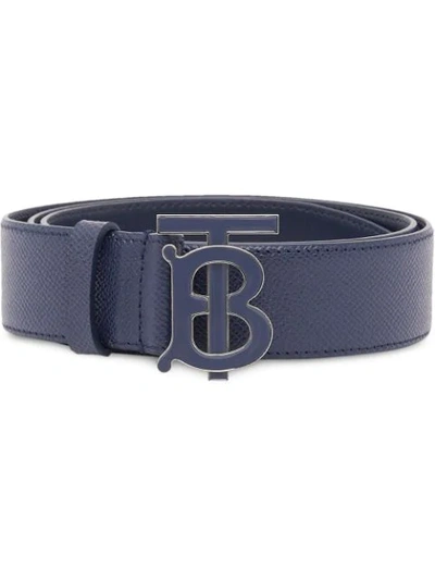 Shop Burberry Monogram Motif Grainy Belt In Blue