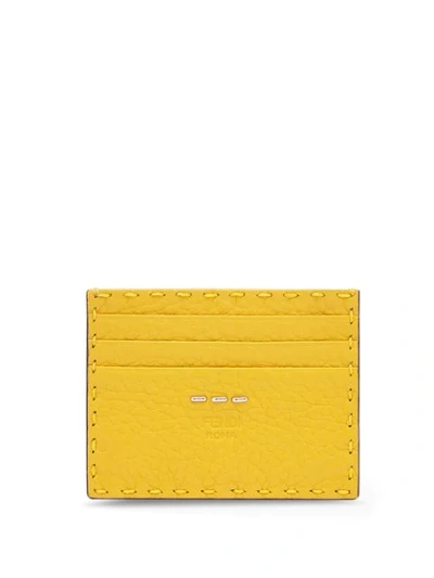 Shop Fendi Business Card Holder In Yellow