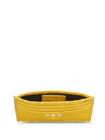 Shop Fendi Business Card Holder In Yellow