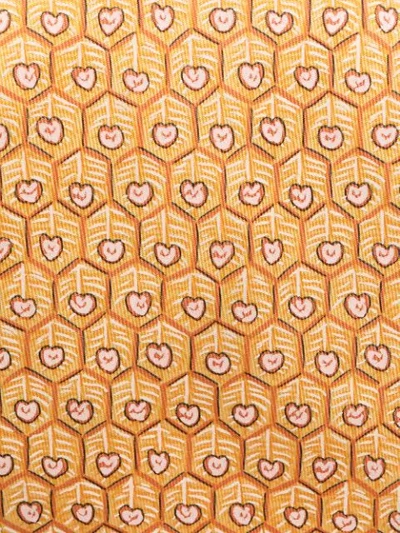 Pre-owned Hermes  Heart Print Neck Tie In Orange