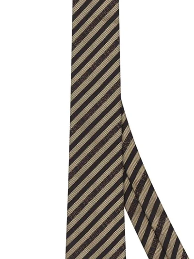Shop Fendi Striped Pattern Necktie In Brown