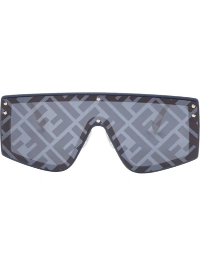 Shop Fendi Fabulous Shield Frame Sunglasses In Blue