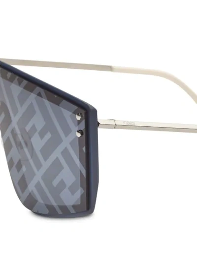 Shop Fendi Fabulous Shield Frame Sunglasses In Blue