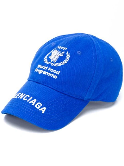 Shop Balenciaga Wfp Baseball Cap In Blue