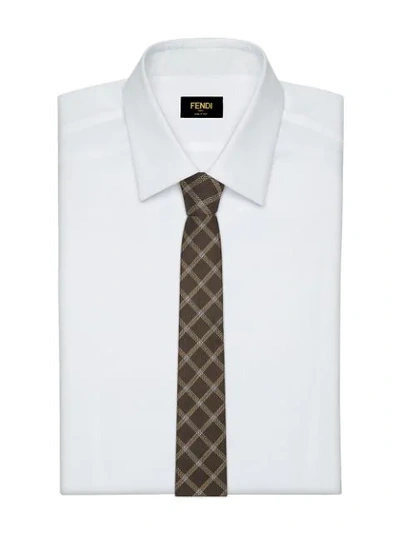 Shop Fendi Ff-logo Checked Tie In Brown