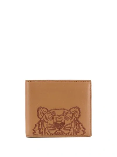 Shop Kenzo Tiger-embroidered Wallet In Brown