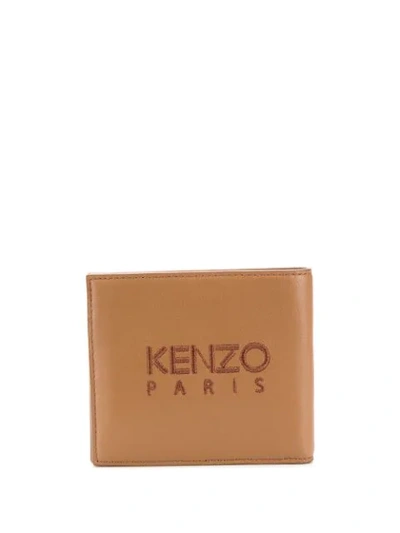 Shop Kenzo Tiger-embroidered Wallet In Brown