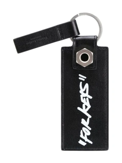 Shop Off-white Quote-motif Key Holder In Black