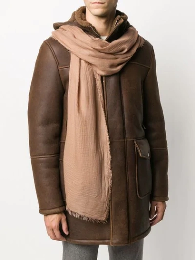 Shop Faliero Sarti Fringe-trimmed Knitted Scarf In Neutrals