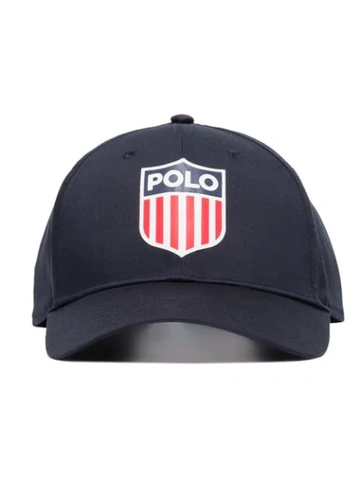 Shop Polo Ralph Lauren Usa Logo Baseball Cap In Blue