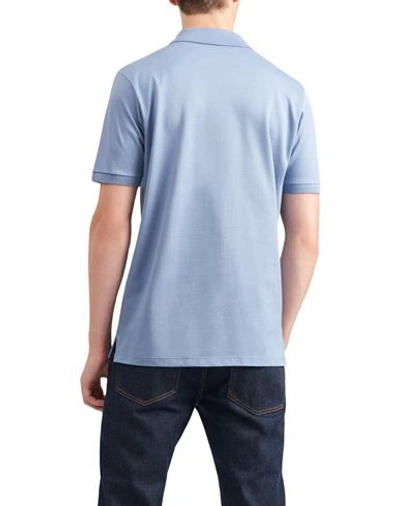 Shop Dunhill Polo Shirts In Slate Blue
