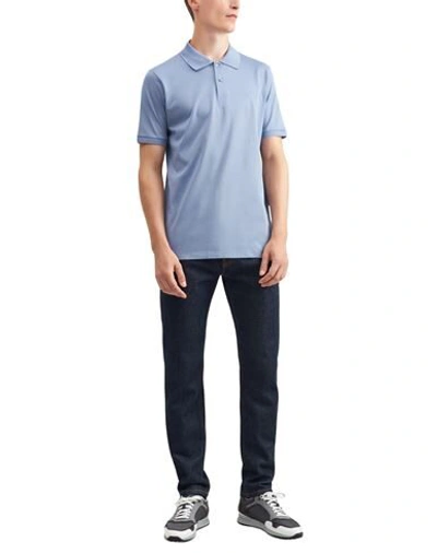 Shop Dunhill Polo Shirts In Slate Blue
