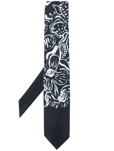 Off-white Flowers Silk Tie In Black