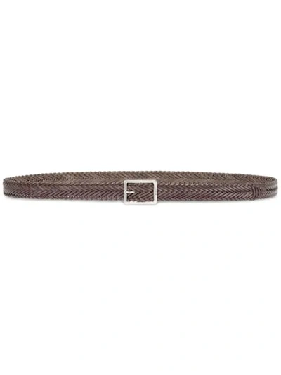Shop Fendi Woven Leather Belt In Brown