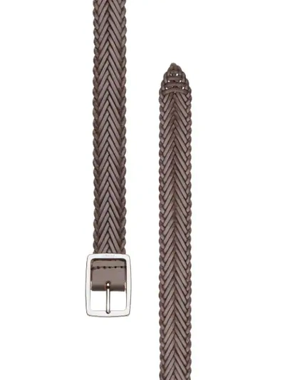 Shop Fendi Woven Leather Belt In Brown