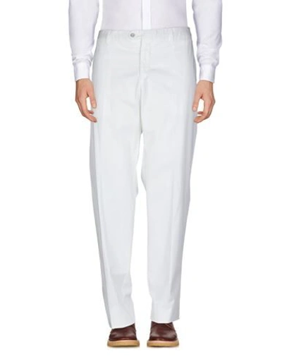 Shop Fedeli Man Pants White Size 44 Cotton, Elastane