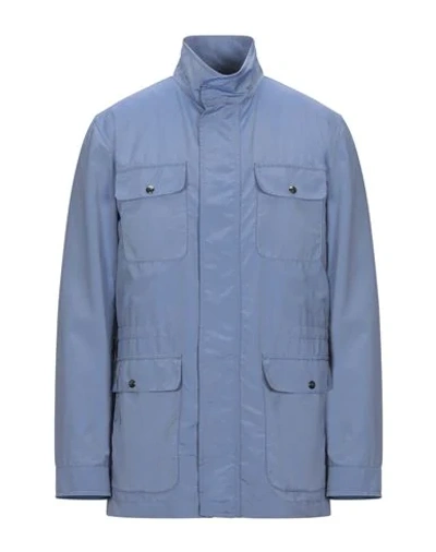 Shop Isaia Jackets In Slate Blue