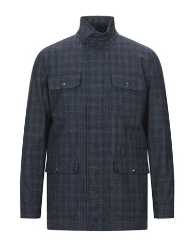 Shop Isaia Jackets In Dark Blue