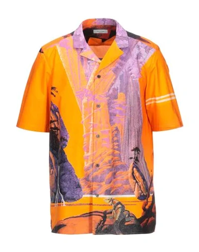 Shop Valentino Garavani Man Shirt Orange Size 42 Cotton