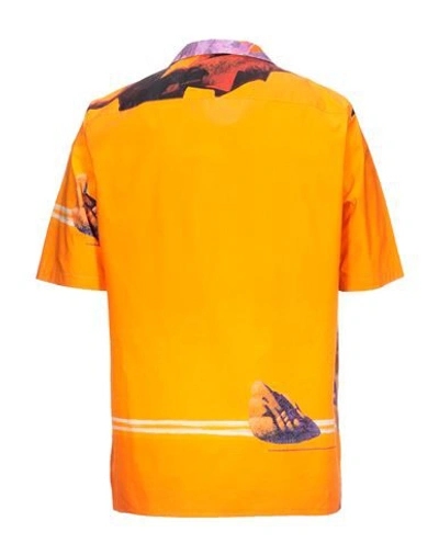 Shop Valentino Garavani Man Shirt Orange Size 40 Cotton