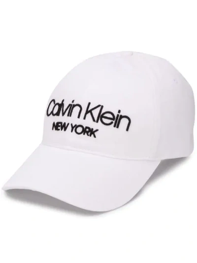 Shop Calvin Klein Logo Baseball Cap In White