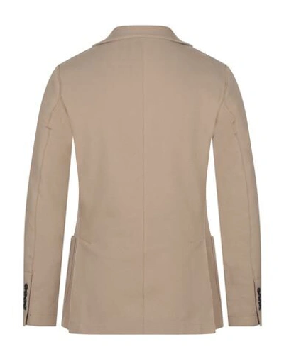 Shop Frankie Morello Man Suit Jacket Sand Size 38 Cotton, Polyamide, Elastane In Beige