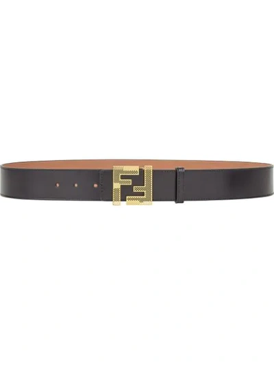 Shop Fendi Mesh Ff-logo Buckle Belt In Black