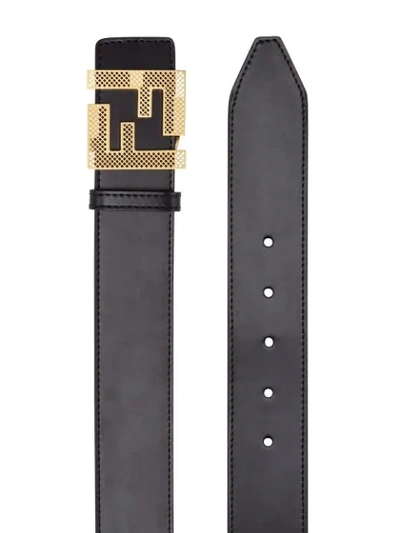 Shop Fendi Mesh Ff-logo Buckle Belt In Black
