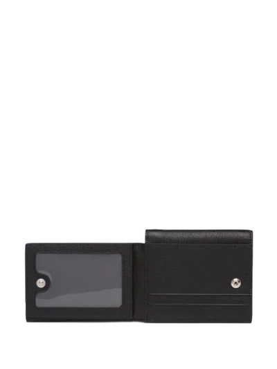Shop Prada Logo Plaque Tri-fold Wallet In Black
