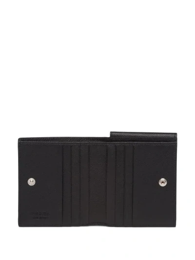 Shop Prada Logo Plaque Tri-fold Wallet In Black