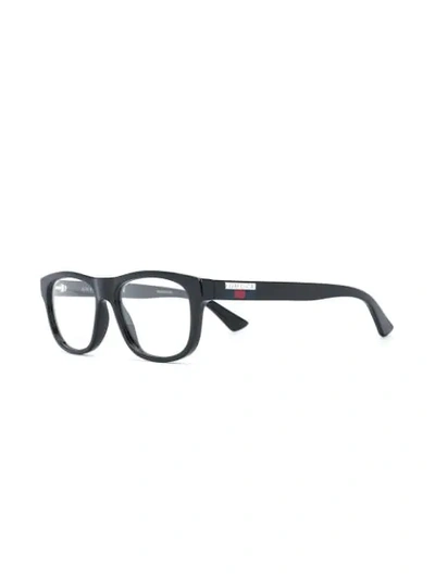 Gucci Logo Plaque Rectangular-frame Glasses In Black