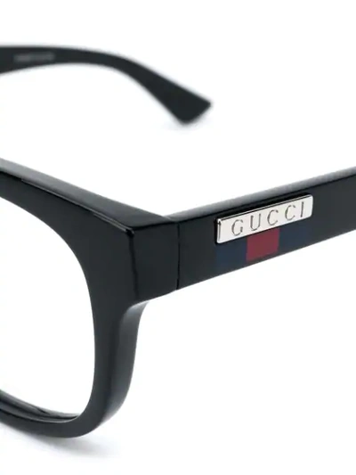Gucci Logo Plaque Rectangular-frame Glasses In Black