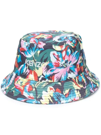 Shop Kenzo Floral Print Bucket Hat In Green