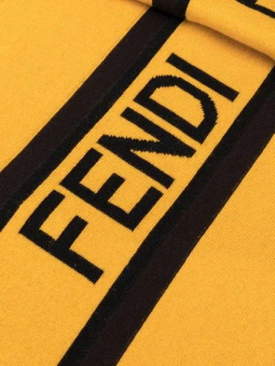 Shop Fendi Intarsia-knit Logo Scarf In Yellow