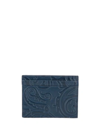 Shop Etro Paisley Print Card Holder In Blue