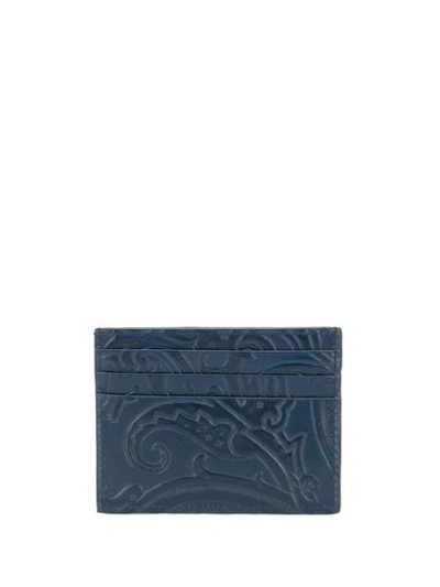 Shop Etro Paisley Print Card Holder In Blue
