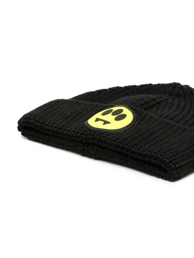 Shop Barrow Smiley Knitted Beanie Hat In Black