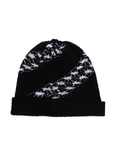 Shop Givenchy Chain-logo Intarsia-knit Beanie Hat In Black