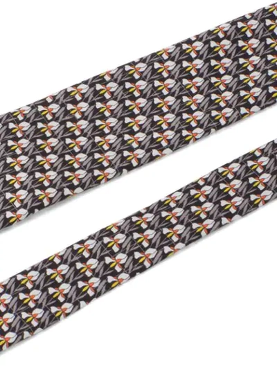 Shop Prada Orchid Micro-print Tie In Black