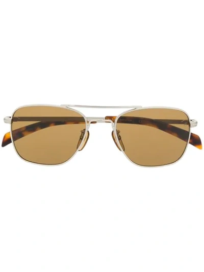 Shop David Beckham Eyewear Square Frame Sunglasses In Silver