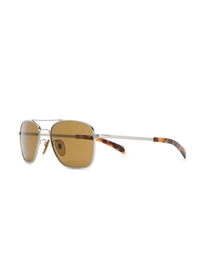 Shop David Beckham Eyewear Square Frame Sunglasses In Silver