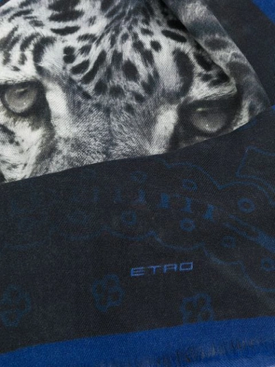 Shop Etro Animal-print Scarf In Blue
