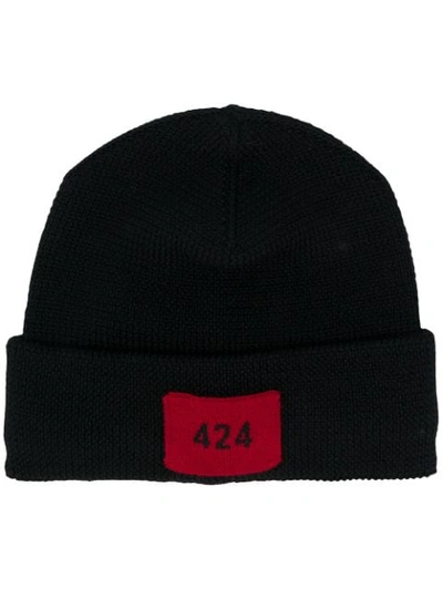 Shop 424 Logo Patch Beanie In Black
