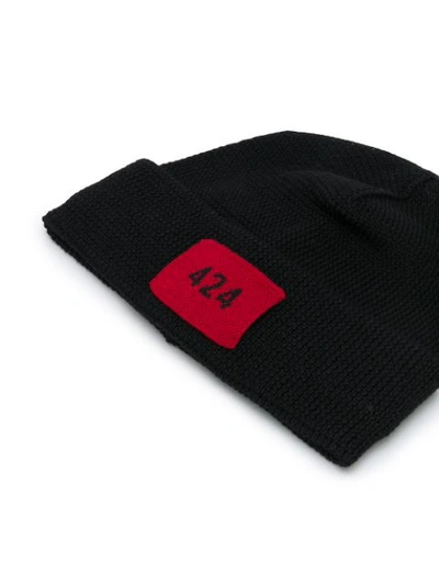 Shop 424 Logo Patch Beanie In Black