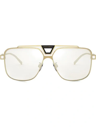 Shop Dolce & Gabbana Miami Square-frame Sunglasses In Gold