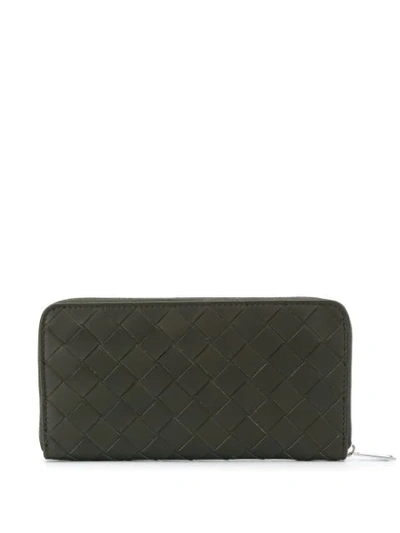 Shop Bottega Veneta Maxi Intrecciato Woven Wallet In Green