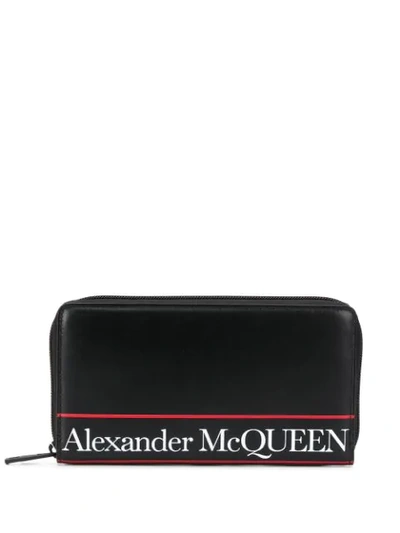 Shop Alexander Mcqueen Lettering Logo Printed Wallet In Black
